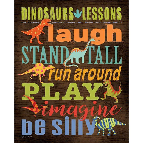 Dinosaur Lessons White Modern Wood Framed Art Print by Marrott, Stephanie