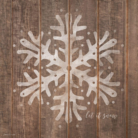 Snowflake On Wood Black Modern Wood Framed Art Print with Double Matting by Marrott, Stephanie