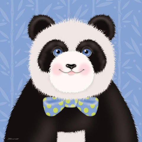 Happy Panda White Modern Wood Framed Art Print with Double Matting by Marrott, Stephanie