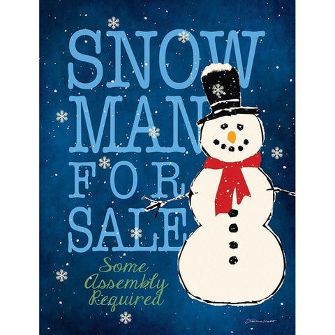 Snowman White Modern Wood Framed Art Print by Marrott, Stephanie