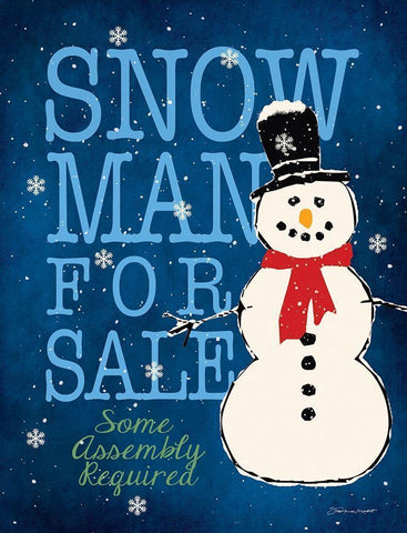 Snowman White Modern Wood Framed Art Print with Double Matting by Marrott, Stephanie