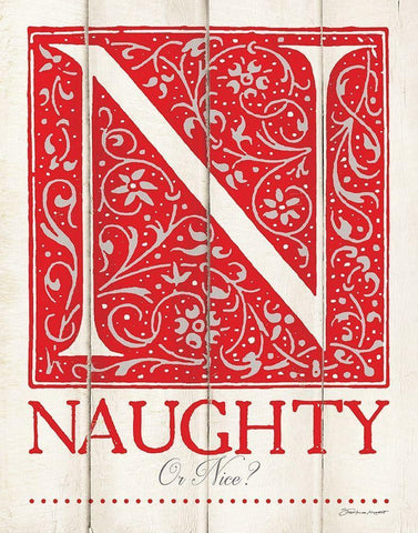 Naughty or Nice White Modern Wood Framed Art Print with Double Matting by Marrott, Stephanie