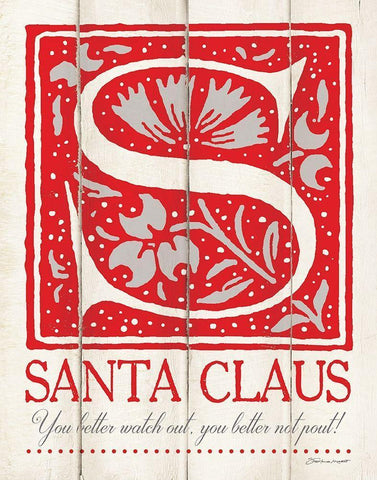 Santa Claus White Modern Wood Framed Art Print with Double Matting by Marrott, Stephanie