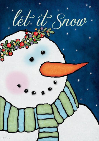 Let it Snow Black Ornate Wood Framed Art Print with Double Matting by Marrott, Stephanie