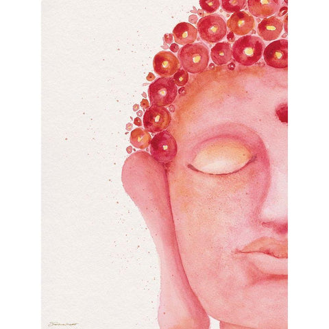 Buddha In Pink II White Modern Wood Framed Art Print by Marrott, Stephanie