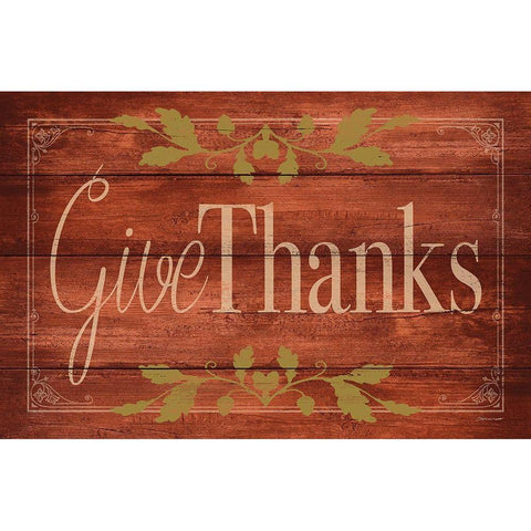 Give Thanks Gold Ornate Wood Framed Art Print with Double Matting by Marrott, Stephanie