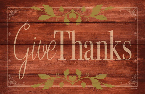 Give Thanks Black Ornate Wood Framed Art Print with Double Matting by Marrott, Stephanie