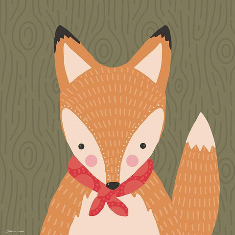 Woodland Fox White Modern Wood Framed Art Print by Marrott, Stephanie