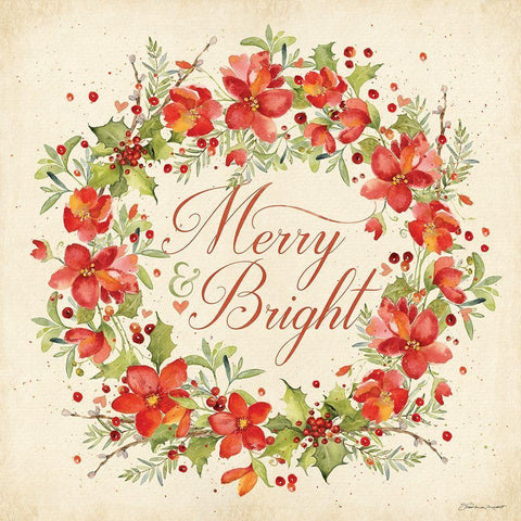 Merry and Bright White Modern Wood Framed Art Print by Marrott, Stephanie