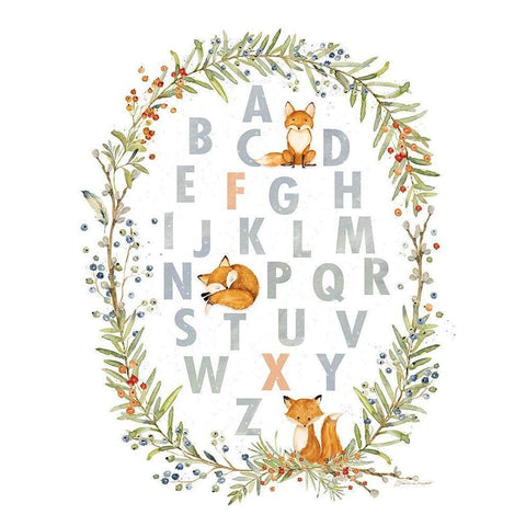 Fox ABCs White Modern Wood Framed Art Print by Marrott, Stephanie