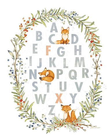 Fox ABCs White Modern Wood Framed Art Print with Double Matting by Marrott, Stephanie