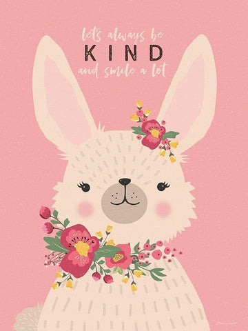 Kind Bunny White Modern Wood Framed Art Print with Double Matting by Marrott, Stephanie