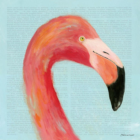 Flamingo Face Black Ornate Wood Framed Art Print with Double Matting by Marrott, Stephanie