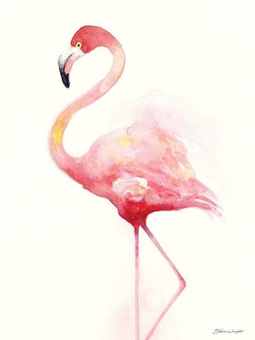 Flamingo I White Modern Wood Framed Art Print with Double Matting by Marrott, Stephanie