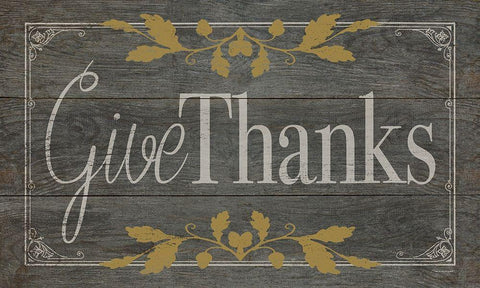 Give Thanks Black Ornate Wood Framed Art Print with Double Matting by Marrott, Stephanie