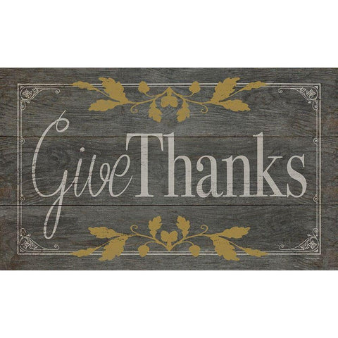 Give Thanks Gold Ornate Wood Framed Art Print with Double Matting by Marrott, Stephanie