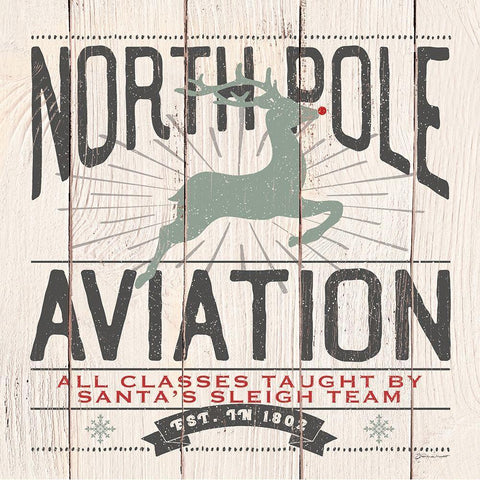 North Pole Aviation Black Ornate Wood Framed Art Print with Double Matting by Marrott, Stephanie