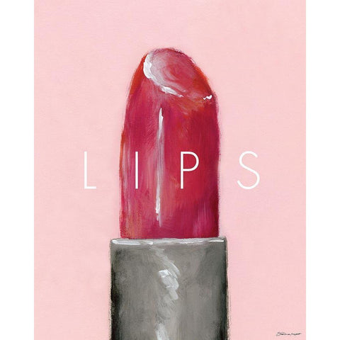 Lips Black Modern Wood Framed Art Print with Double Matting by Marrott, Stephanie