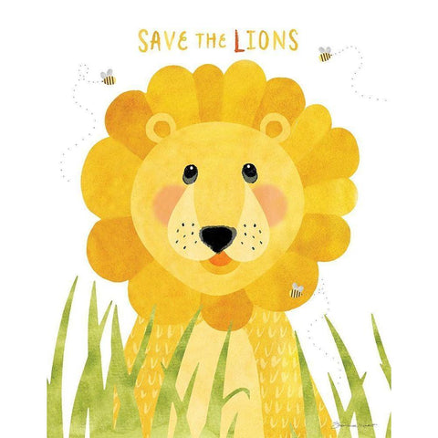 Save The Lions Black Modern Wood Framed Art Print with Double Matting by Marrott, Stephanie