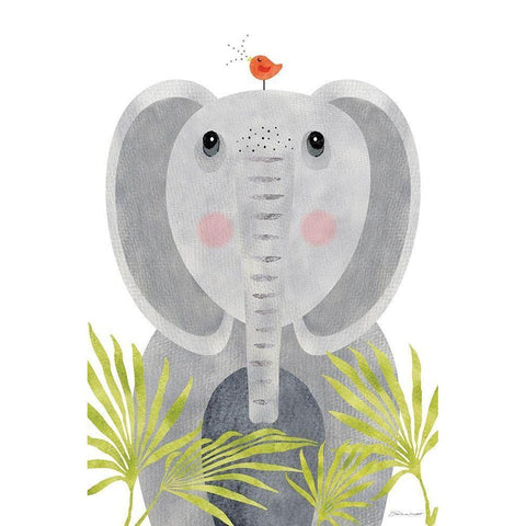 Elephants White Modern Wood Framed Art Print by Marrott, Stephanie