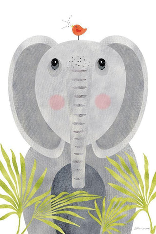 Elephants White Modern Wood Framed Art Print with Double Matting by Marrott, Stephanie