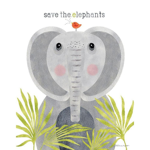 Save The Elephants Gold Ornate Wood Framed Art Print with Double Matting by Marrott, Stephanie