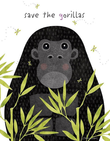 Save The Gorillas Black Ornate Wood Framed Art Print with Double Matting by Marrott, Stephanie