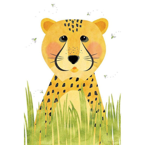 Cheetah White Modern Wood Framed Art Print by Marrott, Stephanie