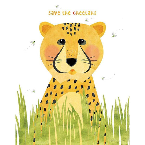 Save The Cheetah Black Modern Wood Framed Art Print by Marrott, Stephanie
