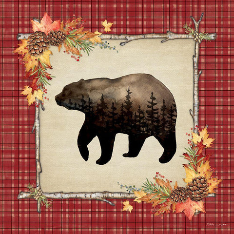 Forest Bear White Modern Wood Framed Art Print with Double Matting by Marrott, Stephanie