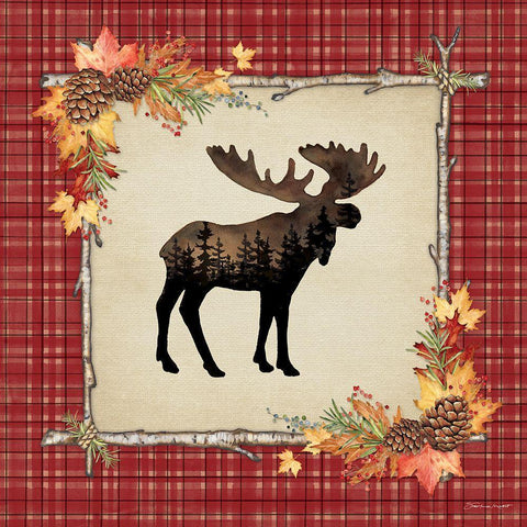 Forest Moose Black Ornate Wood Framed Art Print with Double Matting by Marrott, Stephanie