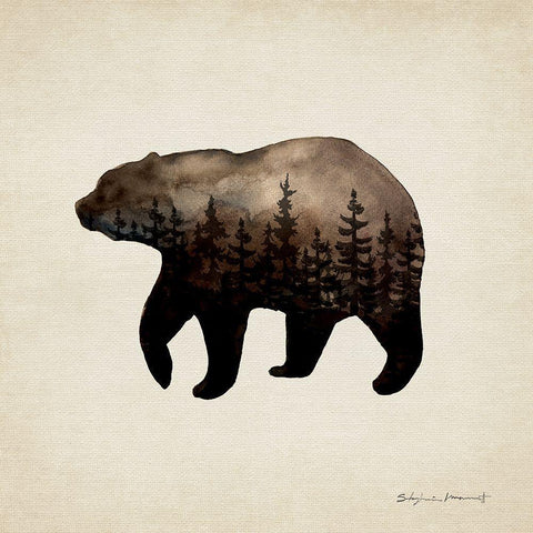 Forest Bear White Modern Wood Framed Art Print by Marrott, Stephanie