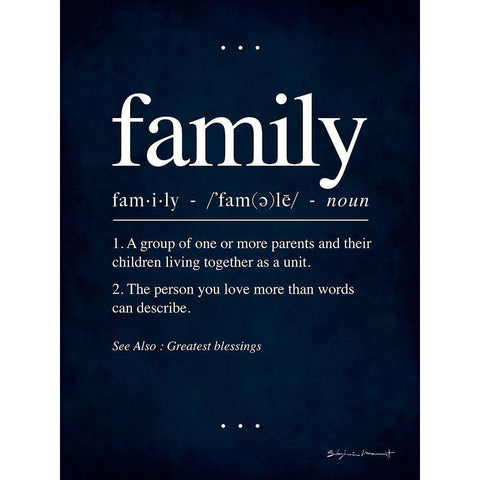 Family In Blue Black Modern Wood Framed Art Print by Marrott, Stephanie