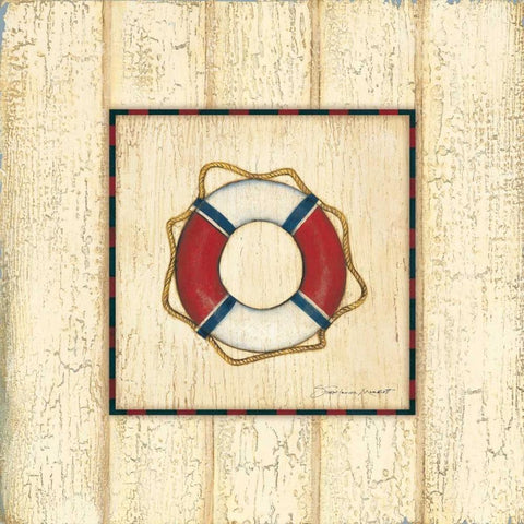 Weathered Life Preserver White Modern Wood Framed Art Print by Marrott, Stephanie