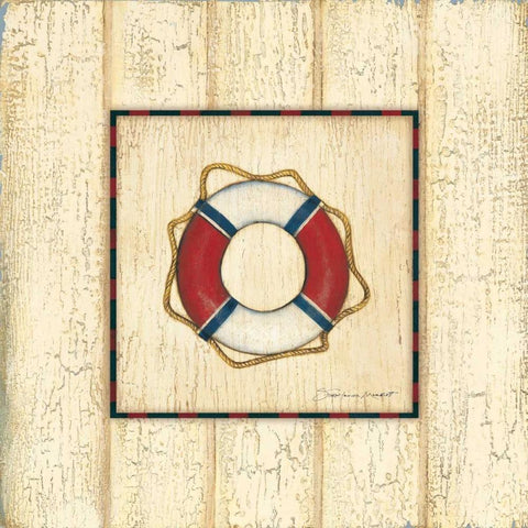 Weathered Life Preserver Gold Ornate Wood Framed Art Print with Double Matting by Marrott, Stephanie