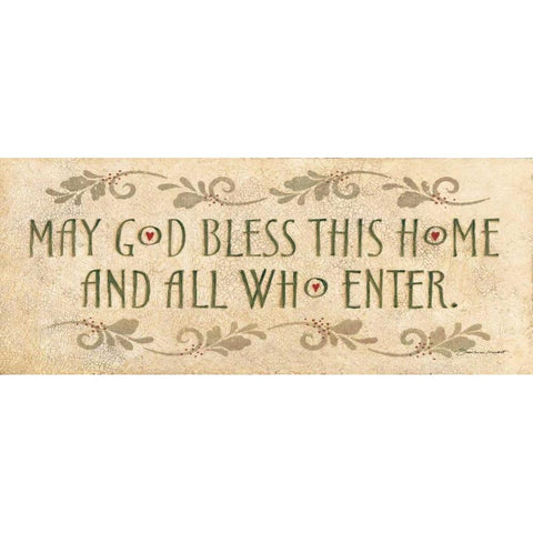 May God Bless This Hom White Modern Wood Framed Art Print by Marrott, Stephanie