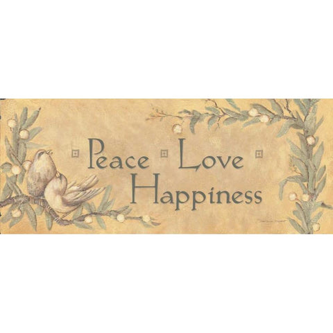 Peace Love Happiness Gold Ornate Wood Framed Art Print with Double Matting by Marrott, Stephanie