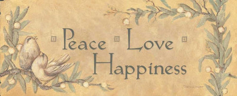 Peace Love Happiness Black Ornate Wood Framed Art Print with Double Matting by Marrott, Stephanie