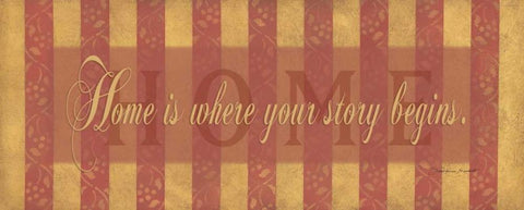 Home is Where Your Story Begins Black Ornate Wood Framed Art Print with Double Matting by Marrott, Stephanie