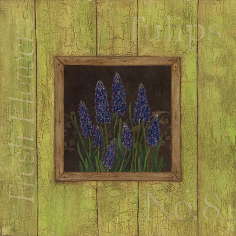 Grape Hyacinths Gold Ornate Wood Framed Art Print with Double Matting by Marrott, Stephanie