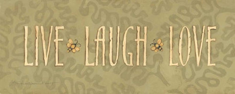 Live Laugh Love Black Ornate Wood Framed Art Print with Double Matting by Marrott, Stephanie