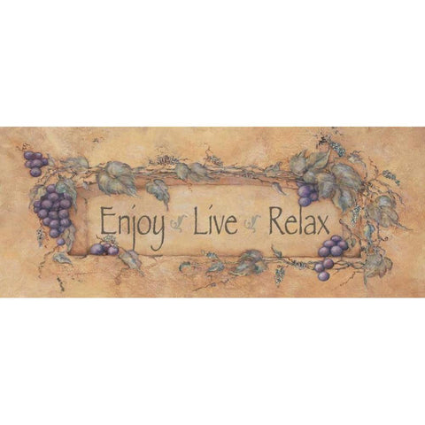 Enjoy Live Relax Gold Ornate Wood Framed Art Print with Double Matting by Marrott, Stephanie