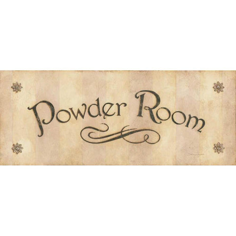 Powder Room Gold Ornate Wood Framed Art Print with Double Matting by Marrott, Stephanie