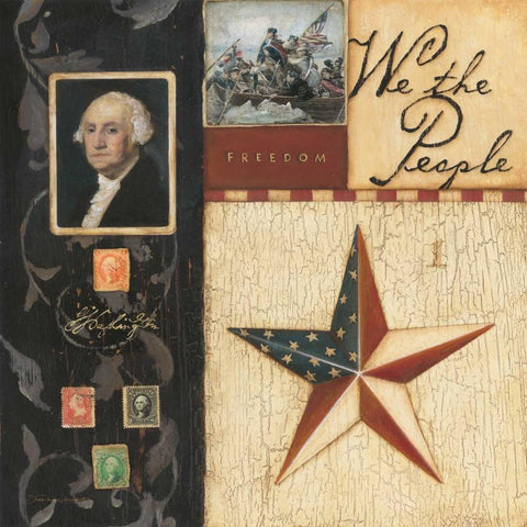 We the People White Modern Wood Framed Art Print with Double Matting by Marrott, Stephanie