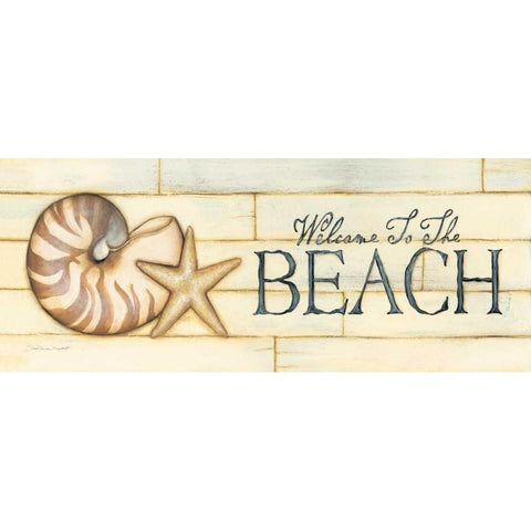 Welcome to the Beach White Modern Wood Framed Art Print by Marrott, Stephanie