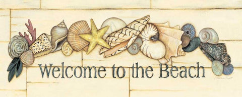 Welcome to the Beach Black Ornate Wood Framed Art Print with Double Matting by Marrott, Stephanie