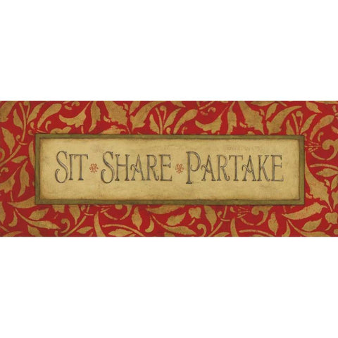 Sit Share Partake White Modern Wood Framed Art Print by Marrott, Stephanie