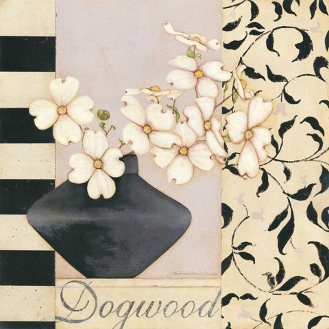 Dogwood Black Ornate Wood Framed Art Print with Double Matting by Marrott, Stephanie