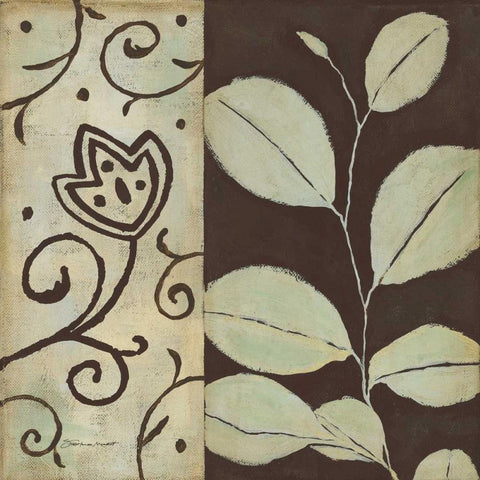 Brown Leaf I Black Ornate Wood Framed Art Print with Double Matting by Marrott, Stephanie