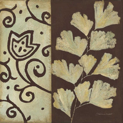 Brown Leaf III Gold Ornate Wood Framed Art Print with Double Matting by Marrott, Stephanie